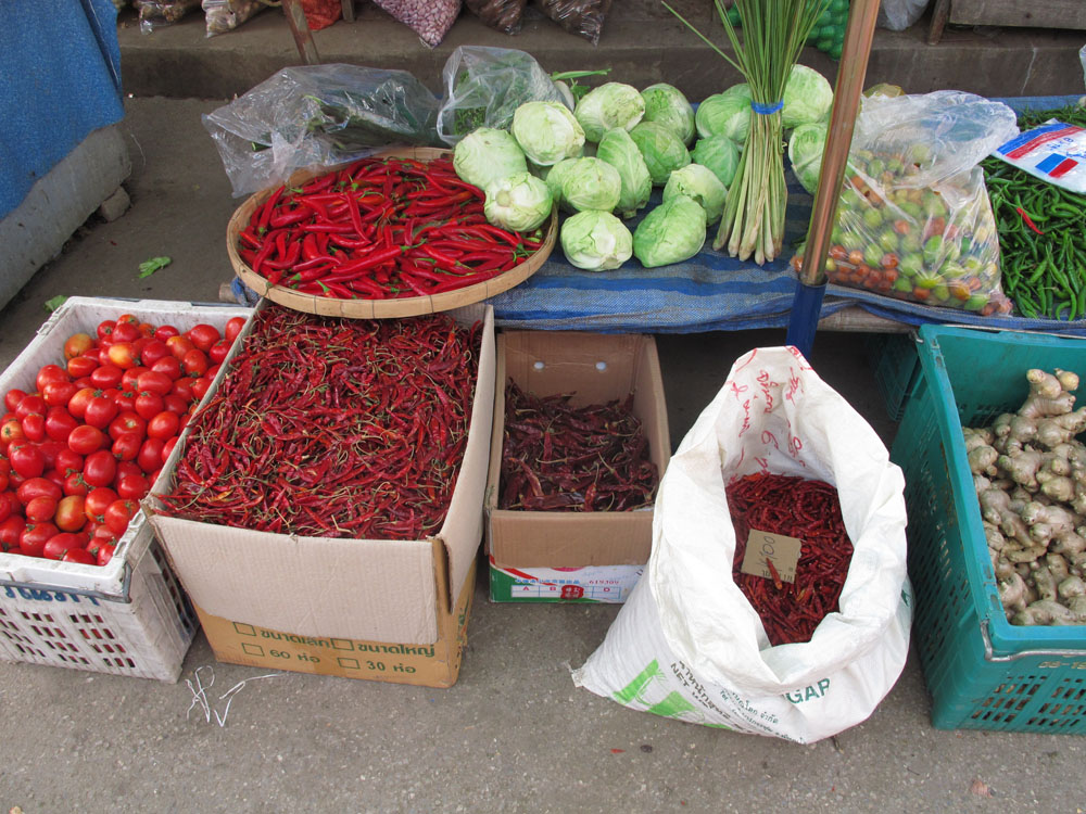 Cabbage and Tomatoes in Pai farmers market