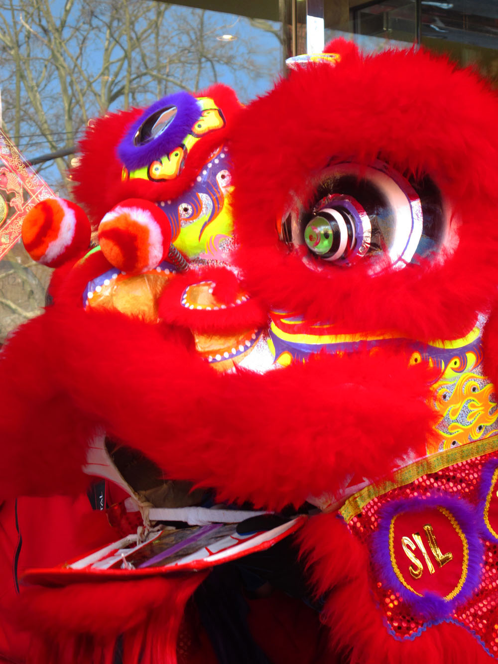dragon puppet in NYC chinatown for lunar new year