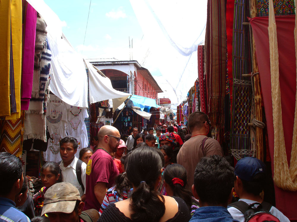Crowded Chichicastenango market guatemala
