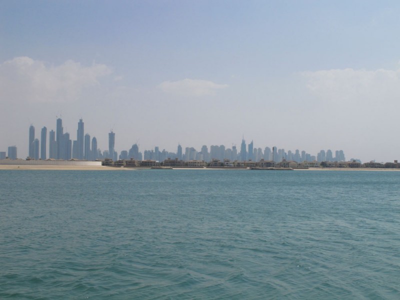 The Dubai Skyline The Dubai Skyline, as seen from the outer-most frond of Palm Island.