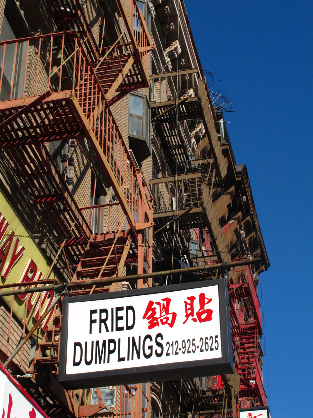 sign for s dumpling shop in Chinatown NYC