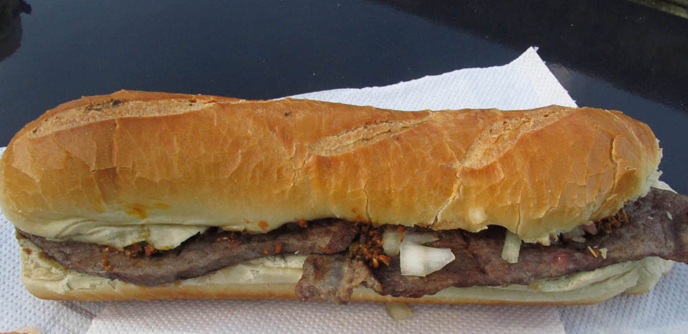 flank steak on a baguette | Puerto Madero, Buenos Aires