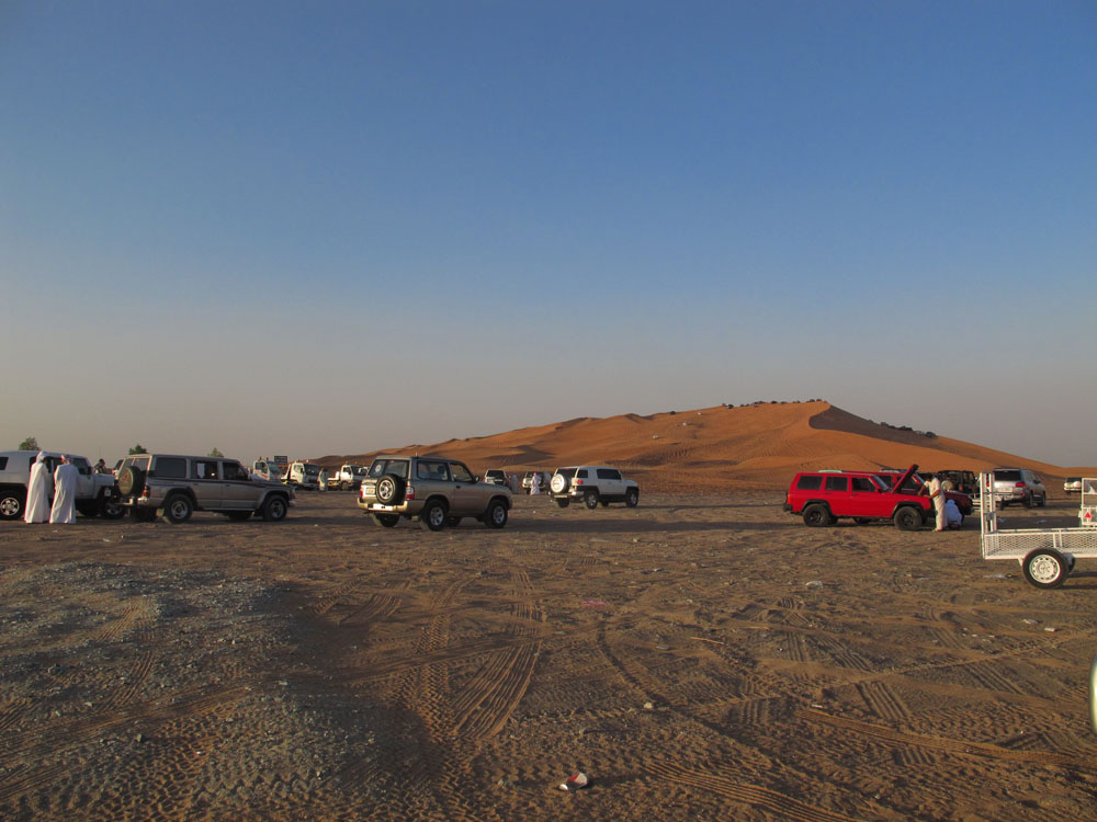Arriving at Big Red, where locals bring their Land Rovers to ride up and down the massive sand dune.