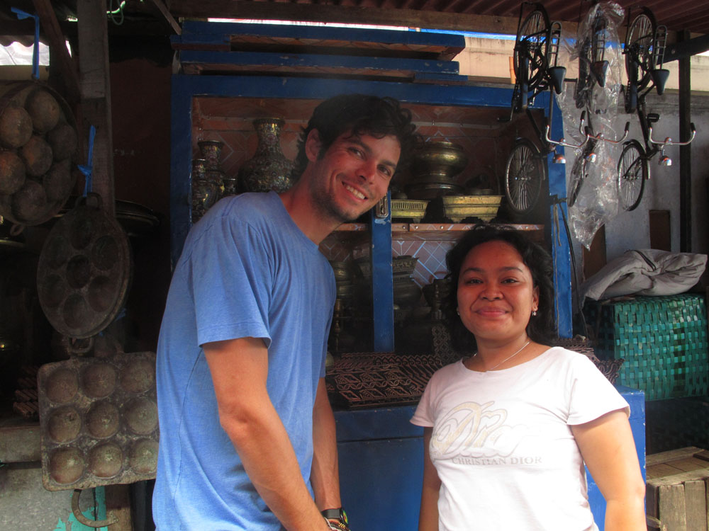 Matt and the Stamp Shop Owner beringharjo Market Yogyakarta Java Indonesia