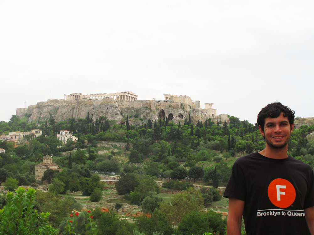 Matt and the Parthenon in Athens Greece