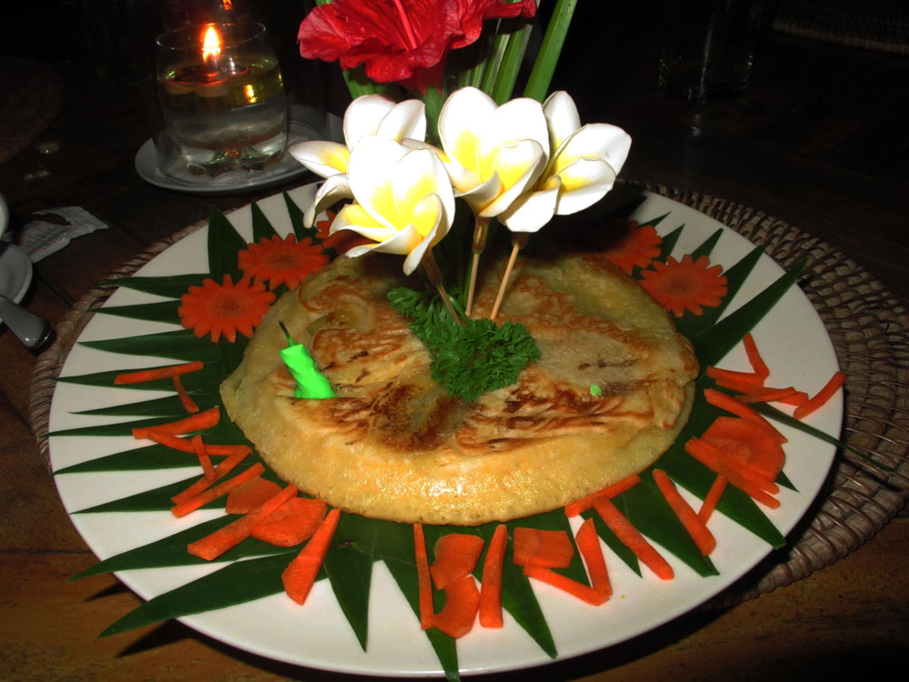 birthday banana pancake on nusa lembongan bali indonesia