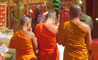 monks at doi suthep, chiang mai, thailand