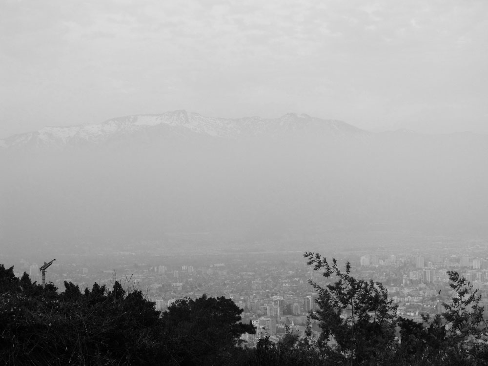 view of Santiago and Andes behind the smog