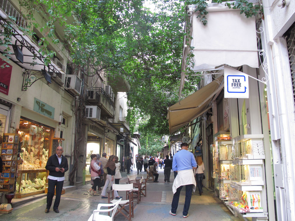 narrow Athens streets near the Acropolis in Athens Greece