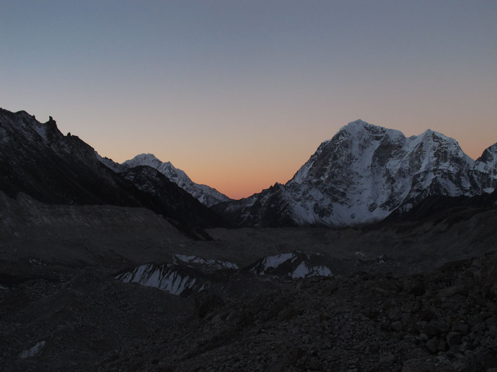 sunrise on the khumbu glacier nepal