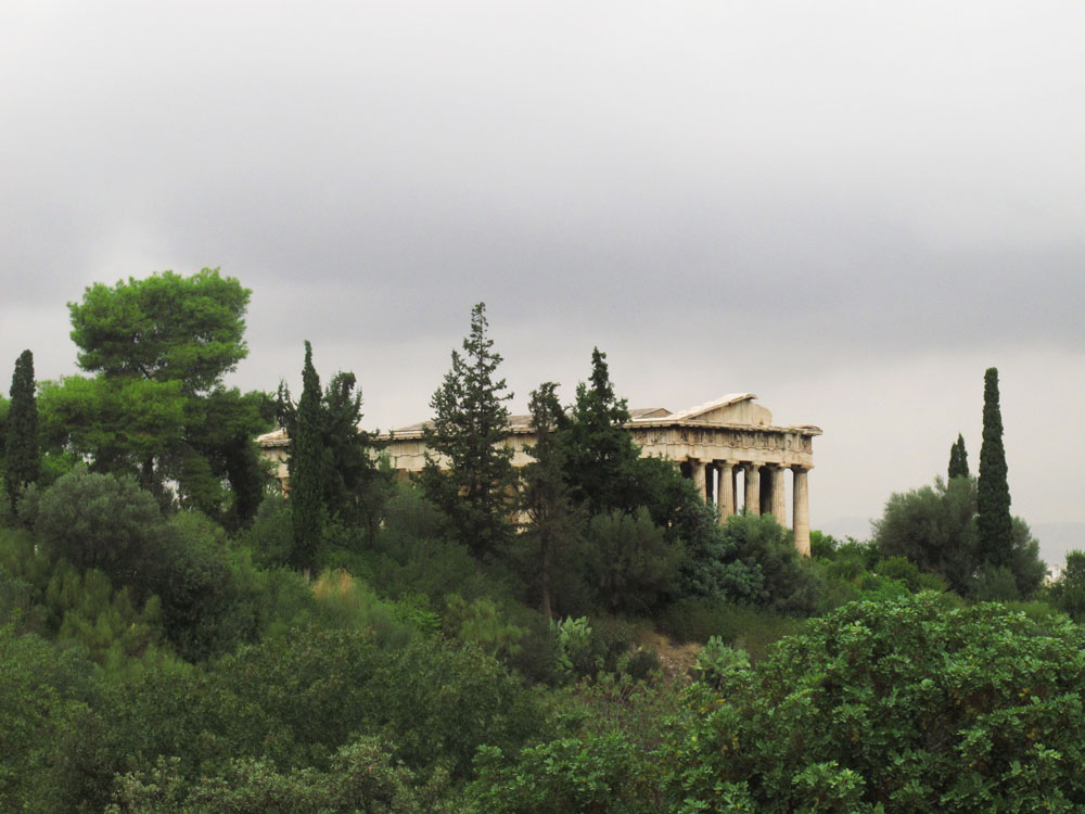 view of the Temple of Zeus in Athens Greece