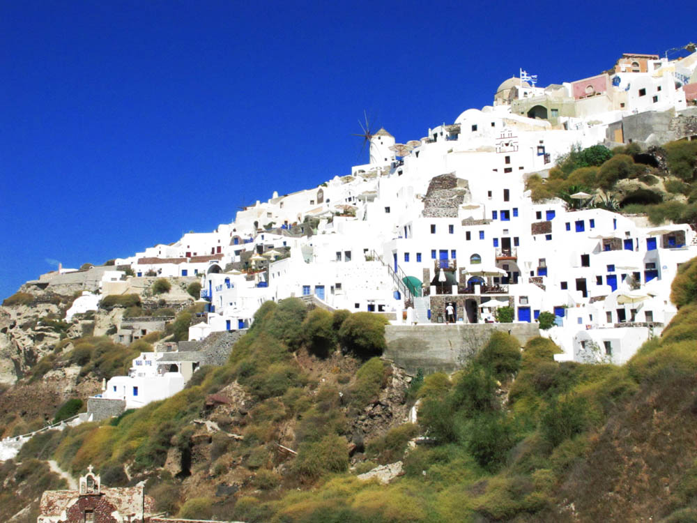 white wash buildings on santorini greece