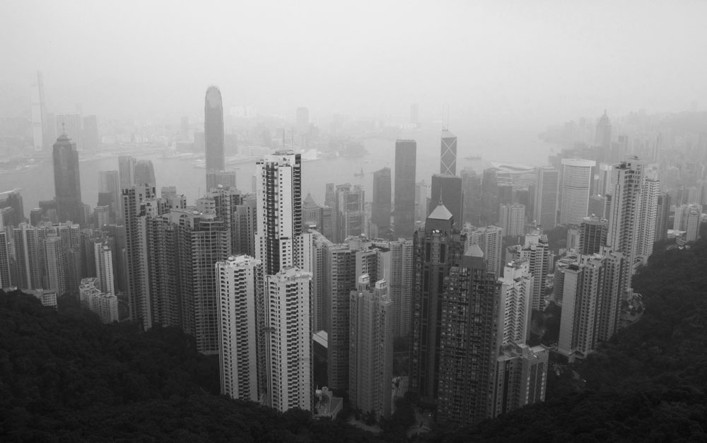 Foggy view from The Peak Hong Kong