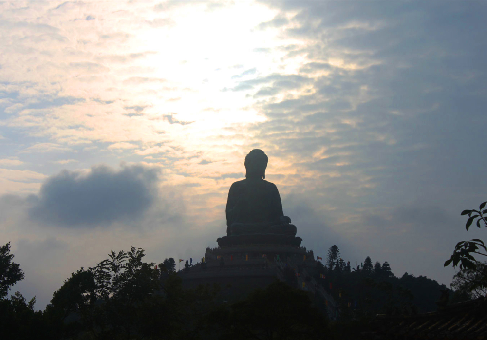 Sunset over Lantau Island Giant Buddha
