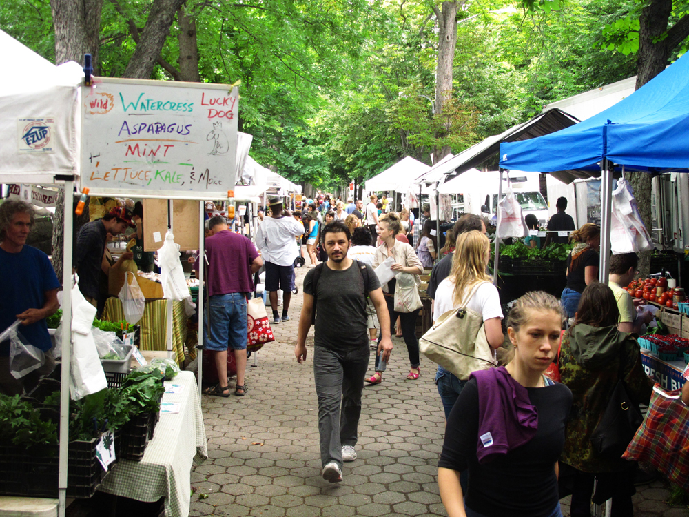 Farmers market aisle in Fort Greene