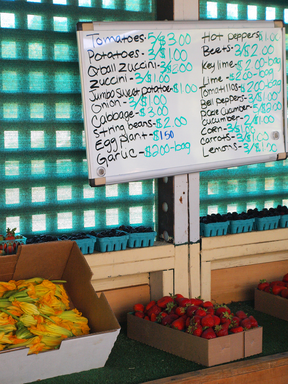 Farm stand prices, Napa Valley, California