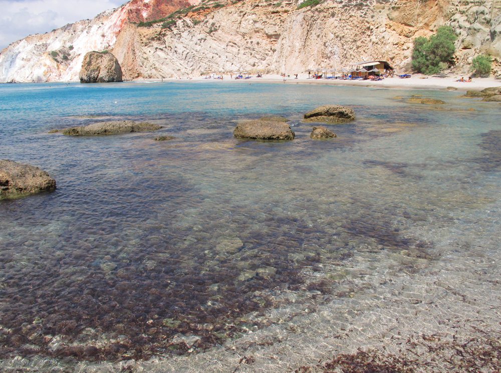 Looking back at Firiplaka - Milos, Greece