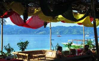 Looking over Lombok from Gili Trawangan, Indonesia