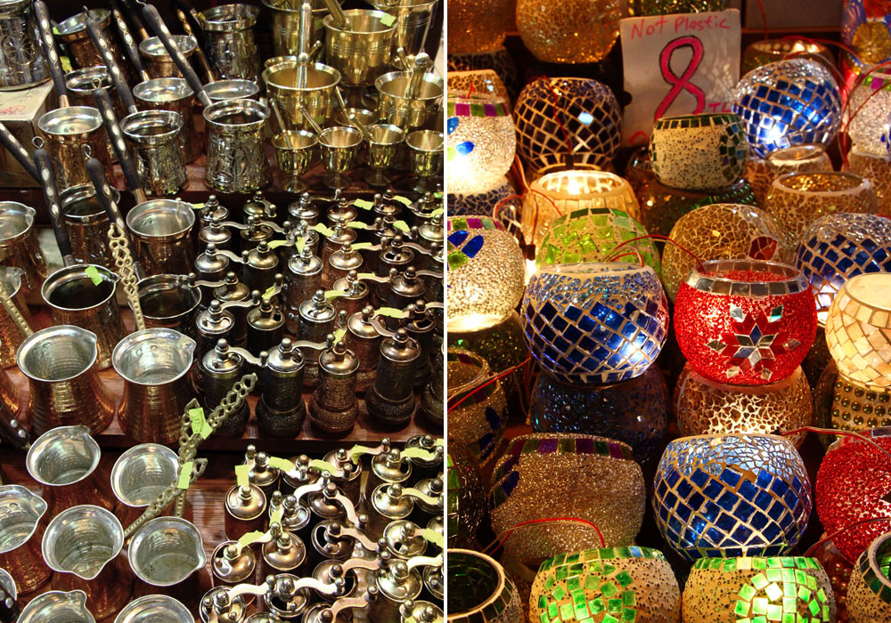 Copper and mosaics at the bazaar, Istanbul