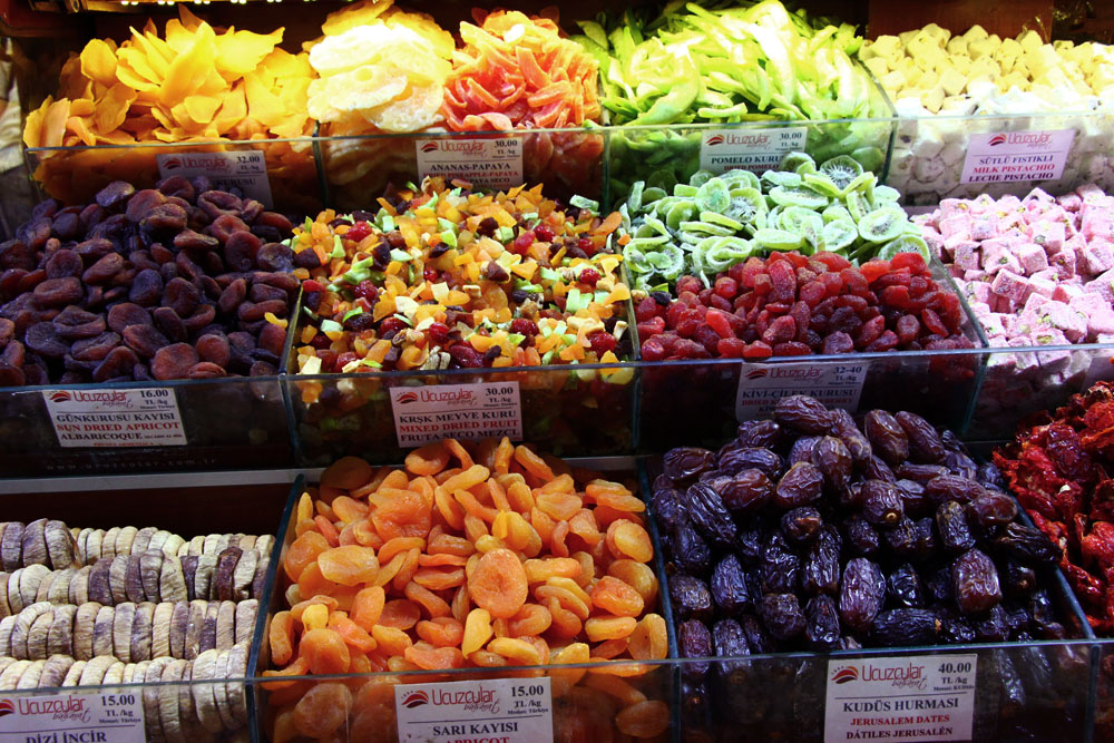 Dried fruit at the Spice Bazaar, Istanbul