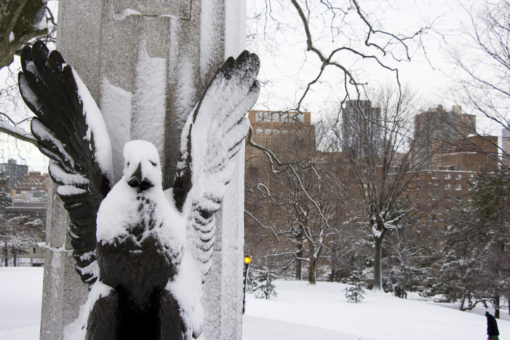 Fort Greene statues in the snow | Brooklyn