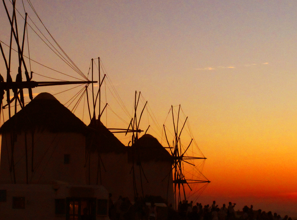 Sunset windmills Mykonos, Greece