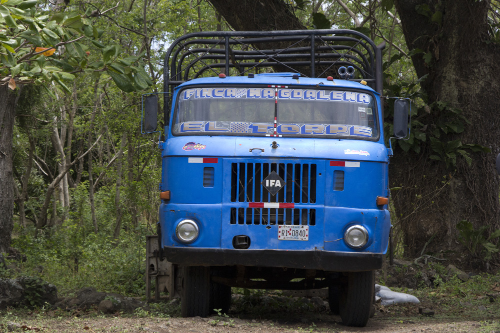 Blue truck at Finca Magdalena | Ometepe, Nicaragua
