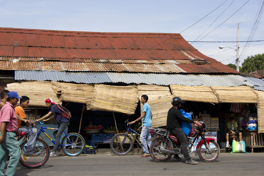 Bicycle traffic at the Central Market | Granada, Nicaragua