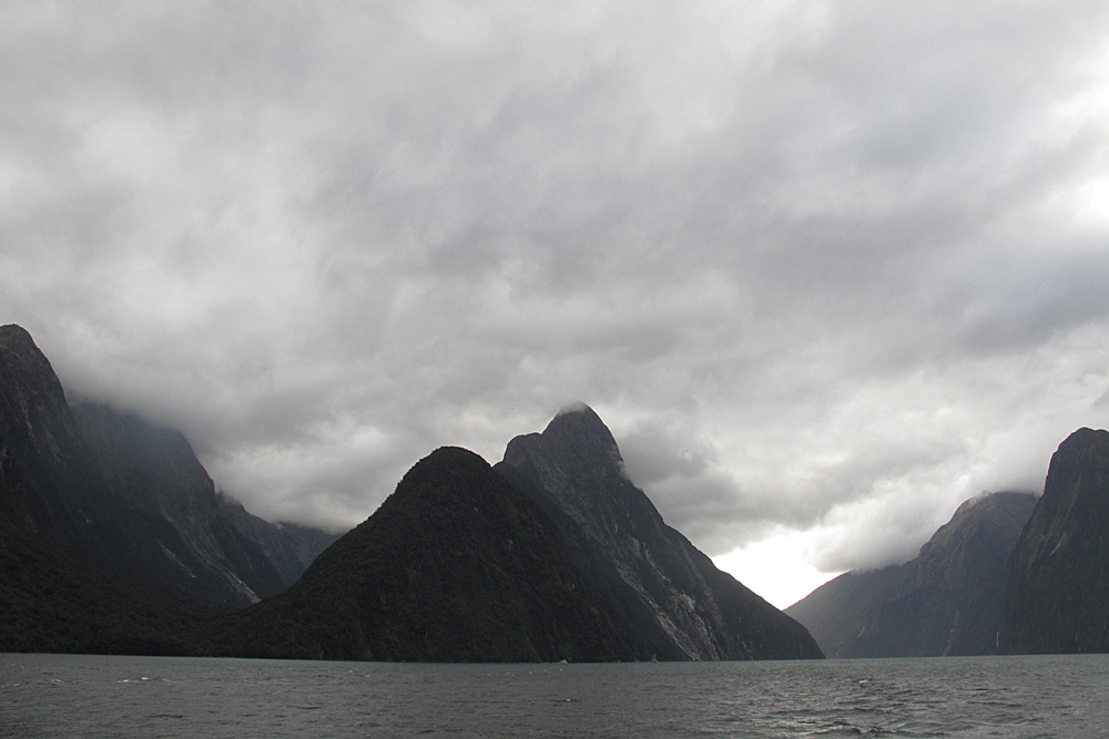 Ominous clouds over Mitre Peak | Milford Sound, New Zealand
