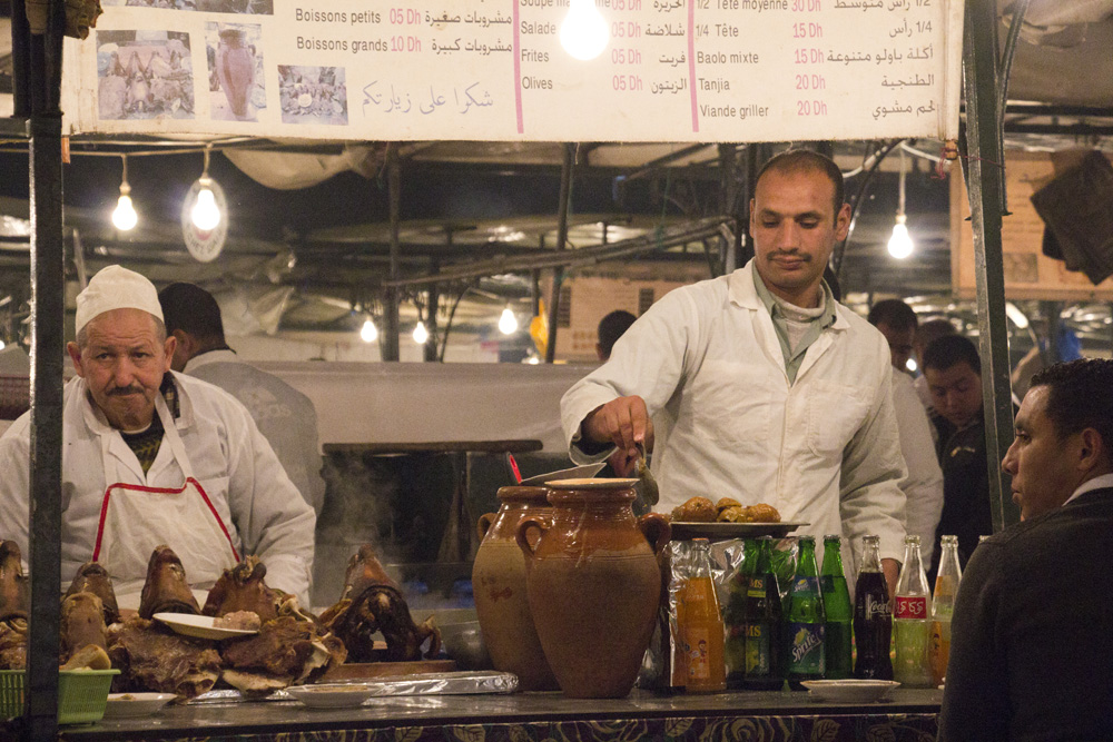 Preparing sheep heads at Djemaa El Fna | Marrakech, Morocco