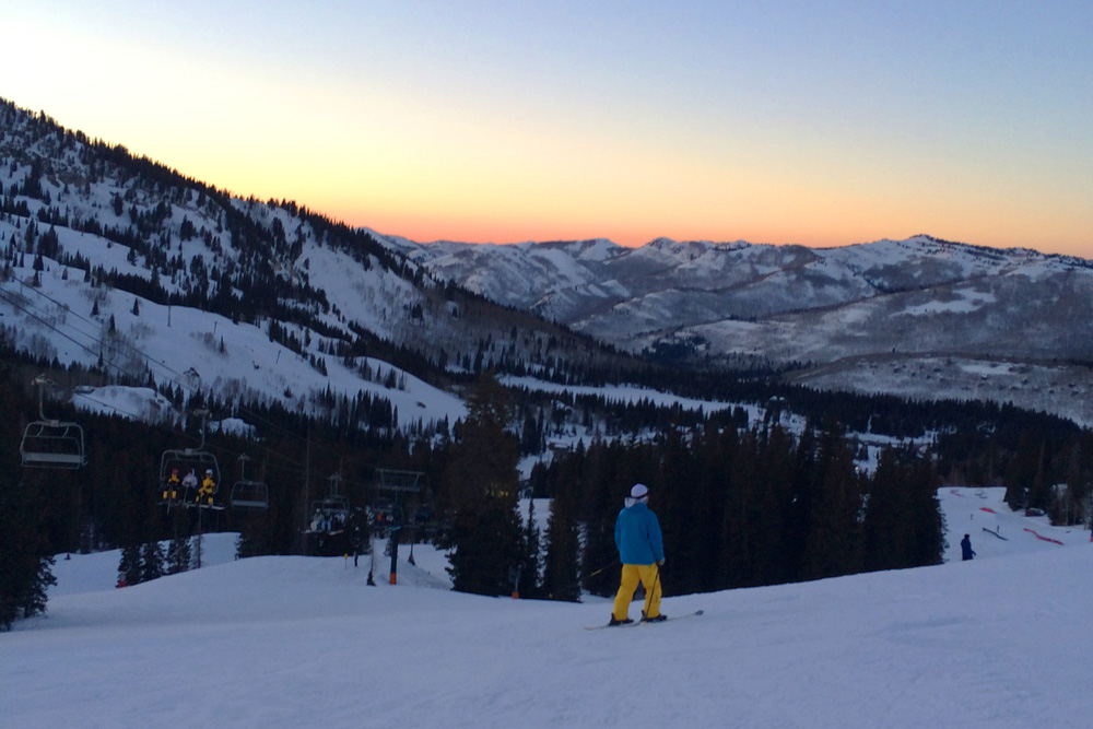 Sunset at night ski | Brighton, Utah