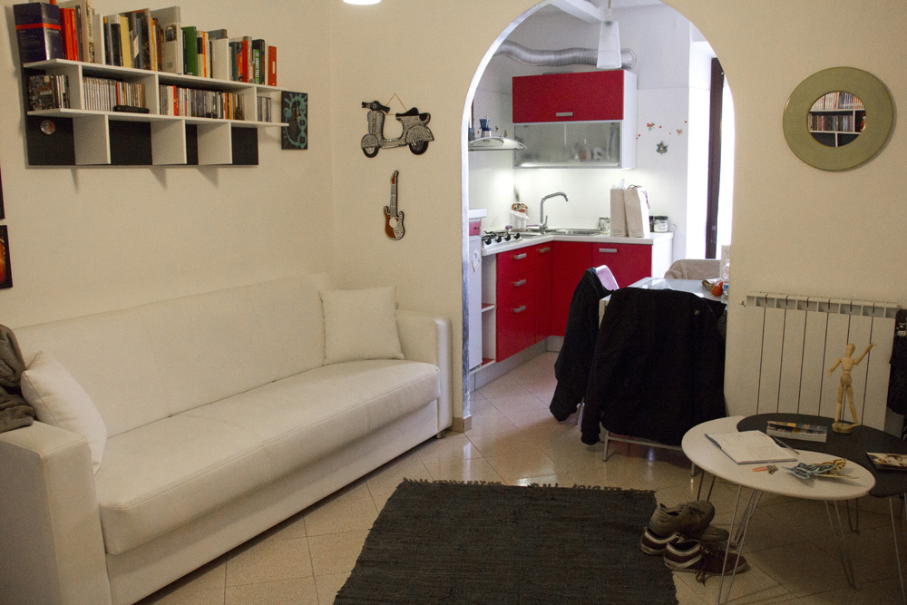Airbnb living room and kitchen | Trastevere, Rome, Italy