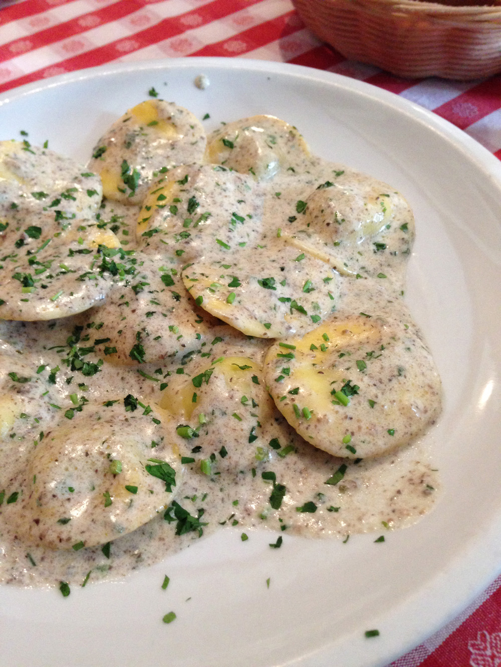 Artichoke ravioli with truffle sauce at Taverna dei Quaranta | Rome, Italy