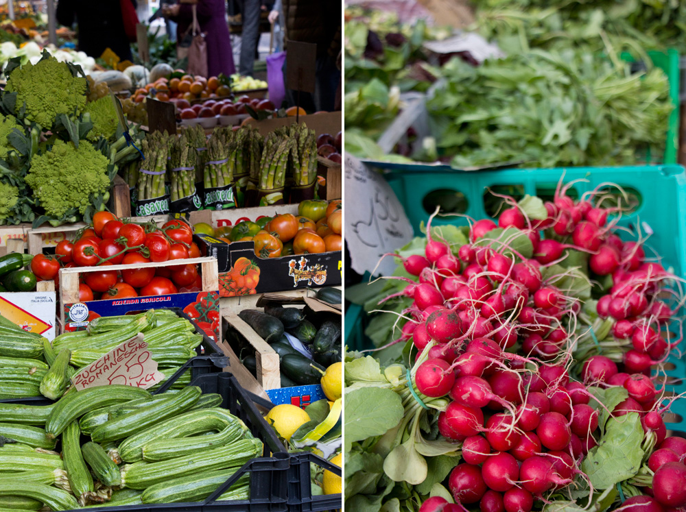 Zucchini and radishes at Campo de Fiori | Rome, Italy