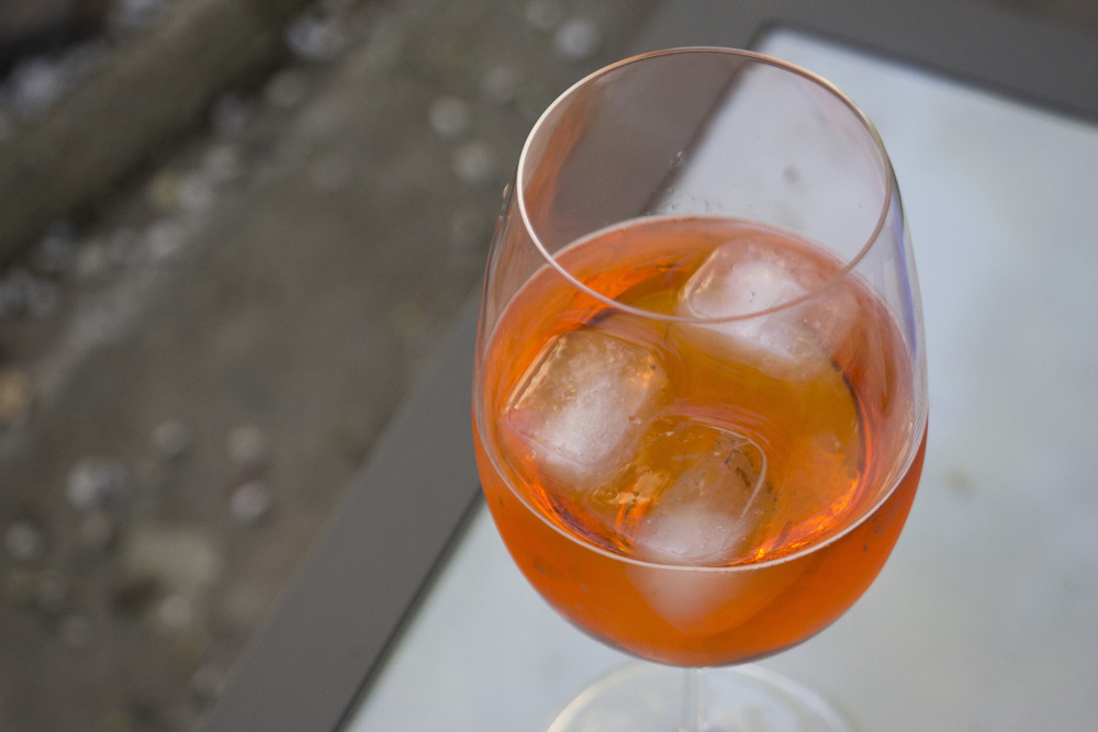 Aperol Spritz in a wine glass