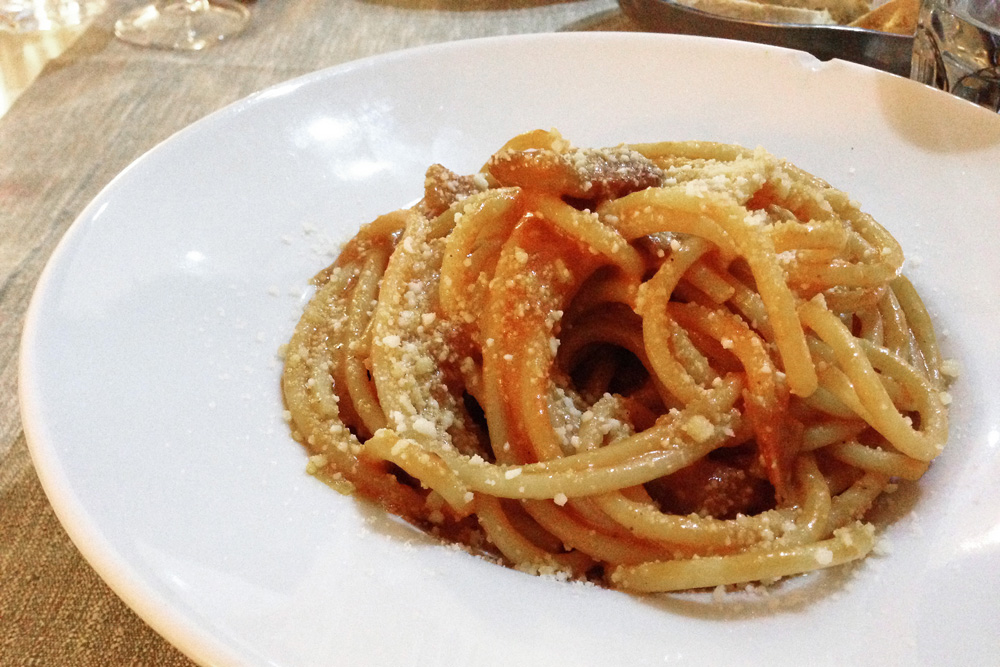 Bucatini Amatriciana at Sette Ocho in Altadena, Trastevere | Rome, Italy