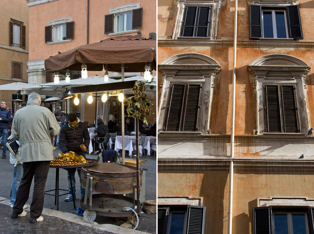 Roasting chestnuts and Roman shutters | Rome, Italy