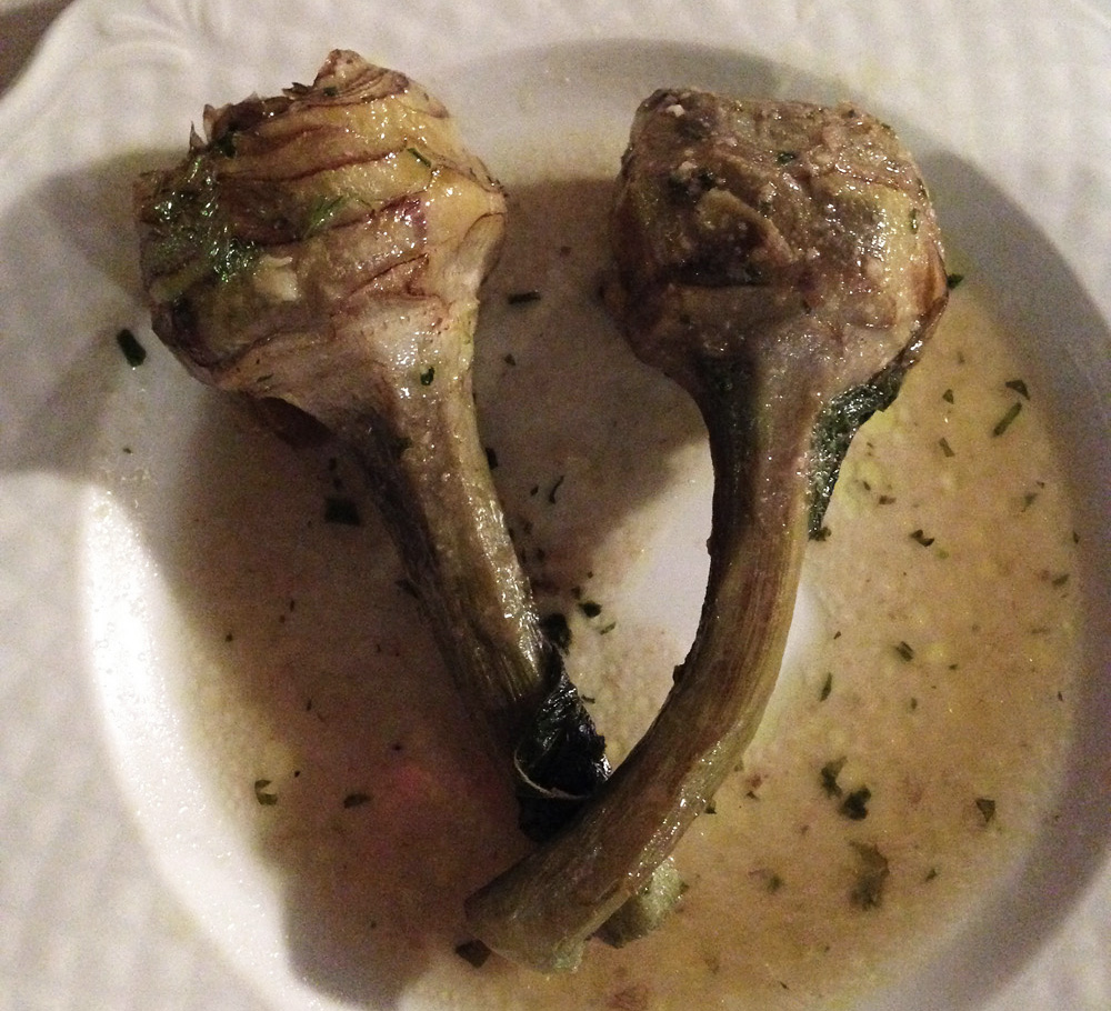 Roman style artichokes at Osteria Le Mani in Pasta, Trastavere | Rome, Italy