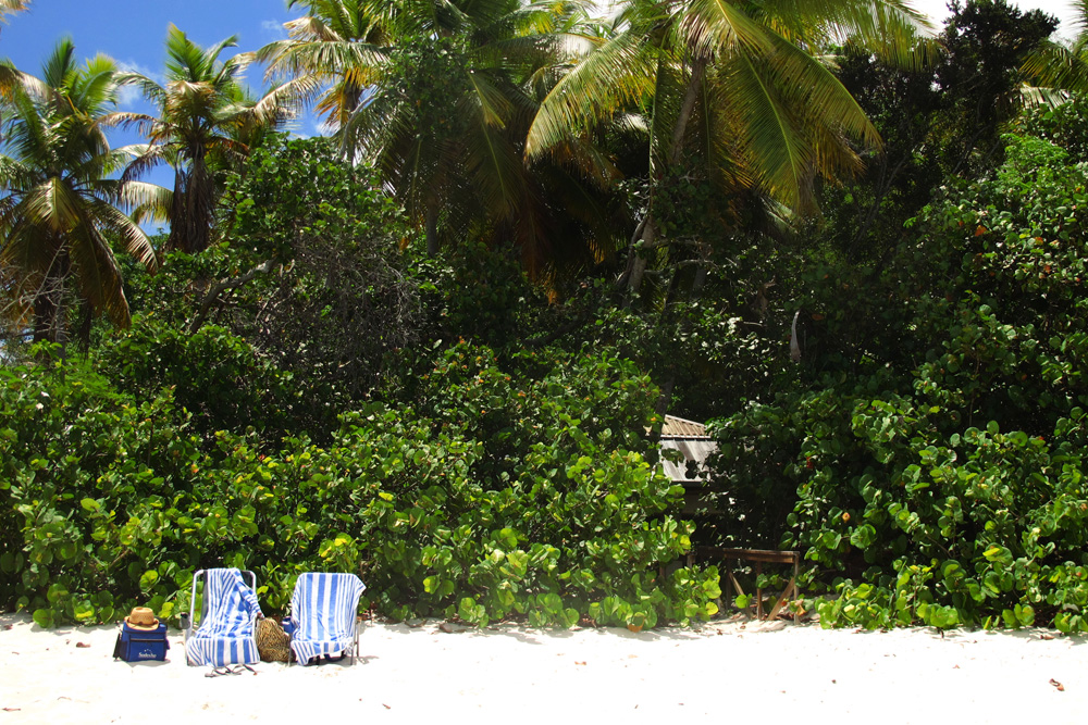 Empty chairs in Trunk Bay | St John, USVI