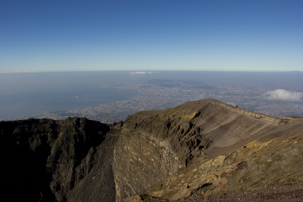 View over Naples and the caldera from the Vesuvius peak | Italy