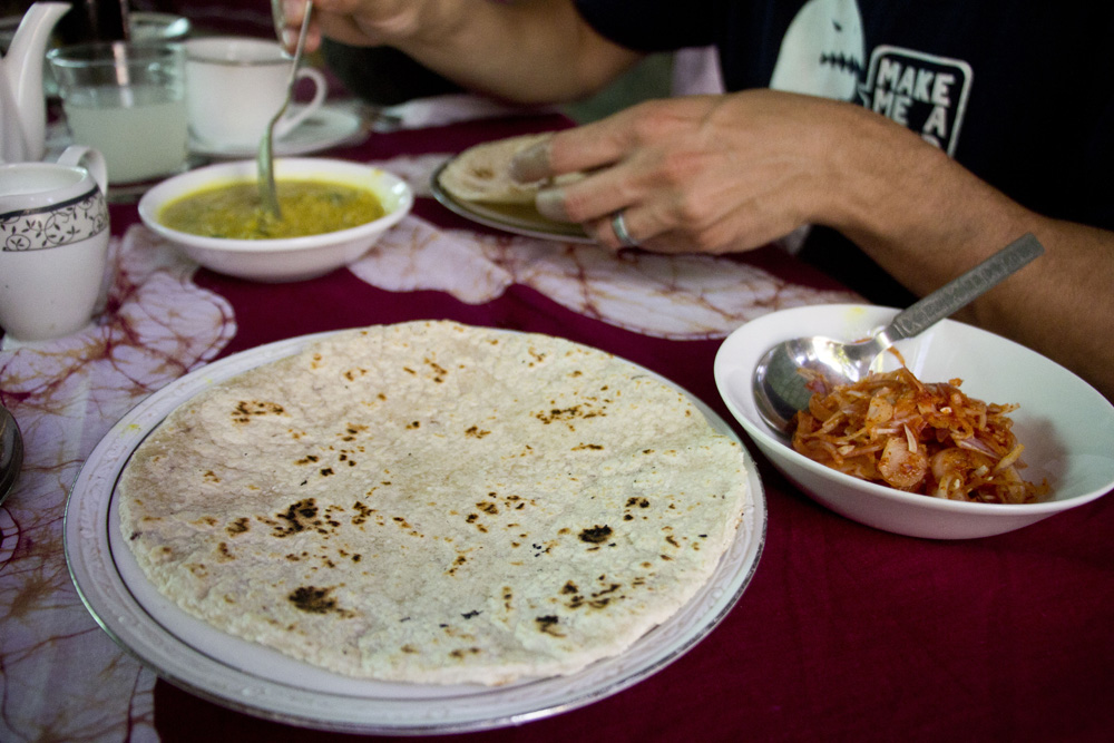 Coconut roti and dal sambal at Happy Spice | Unawatuna, Sri Lanka