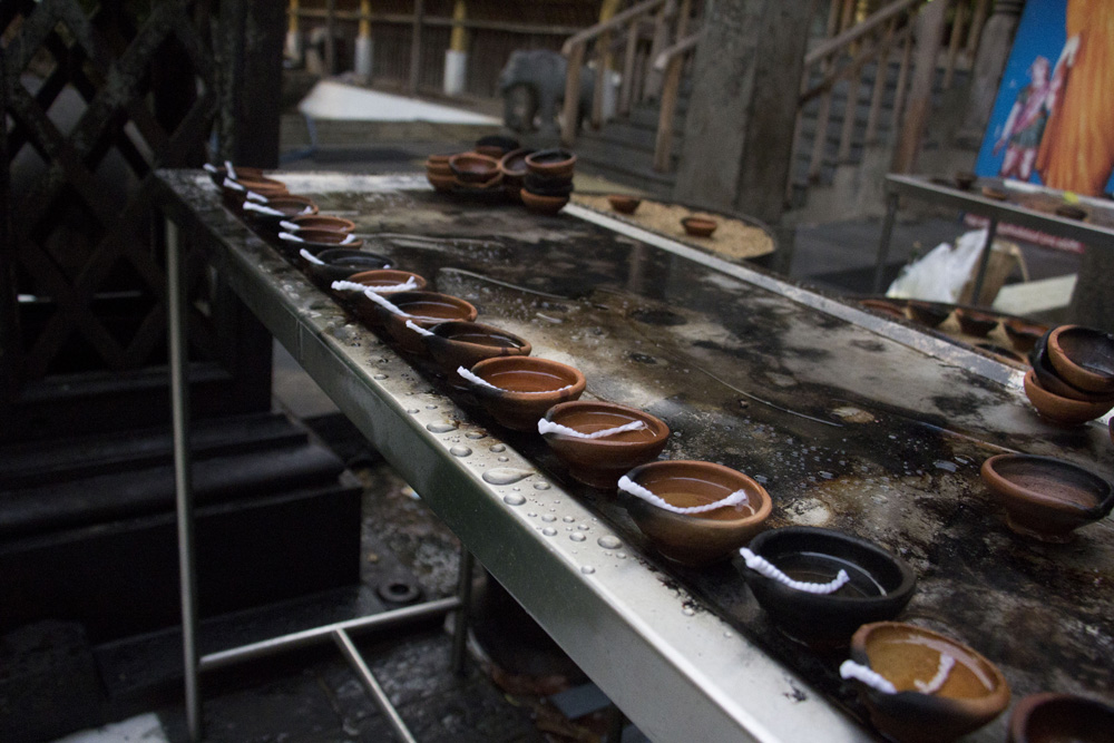 Oil candles ready for the pooja at the Gangaramaya Temple | Colombo, Sri Lanka