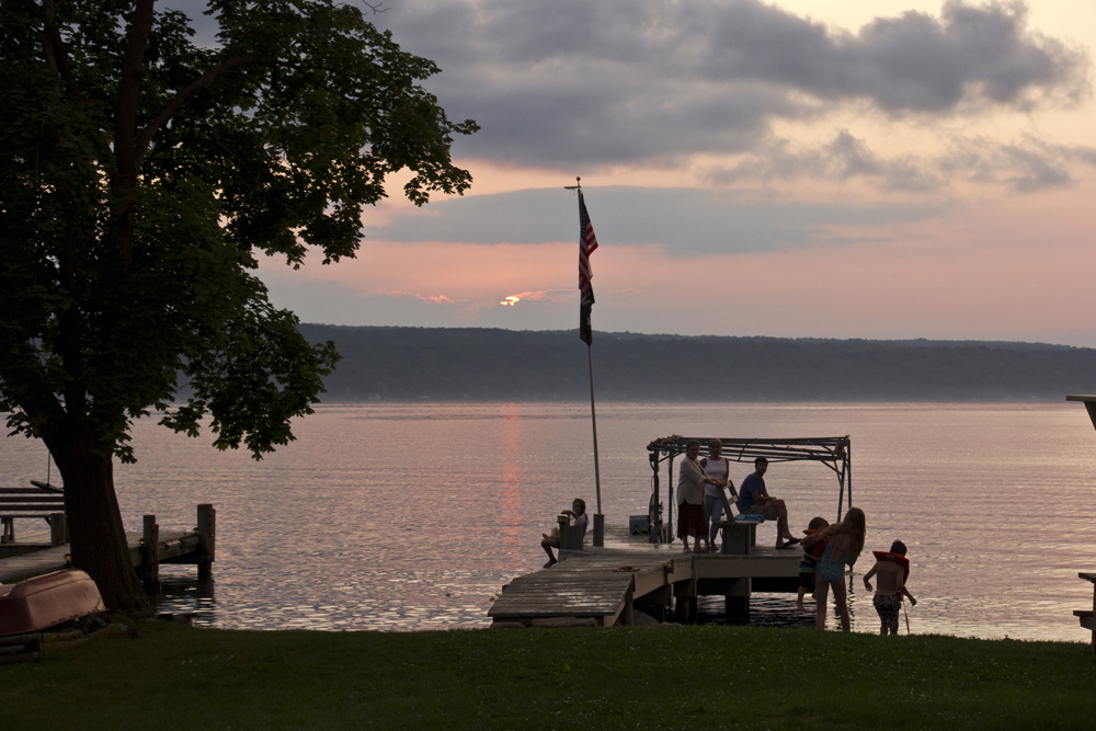 Purple sunset on the dock | Lansing, New York