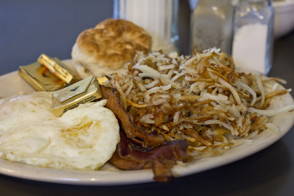 Slim Goodies - biscuit, hash browns, and eggs | New Orleans, Louisiana