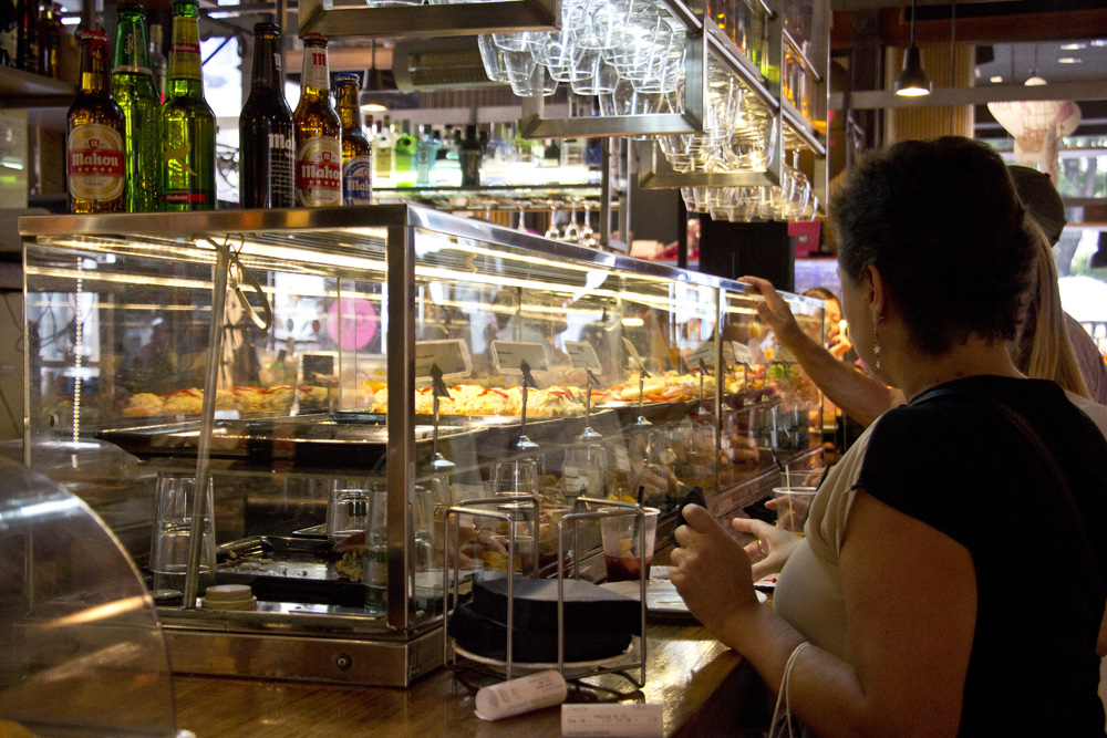 Choosing tapas at Mercado de San Miguel | Madrid, Spain