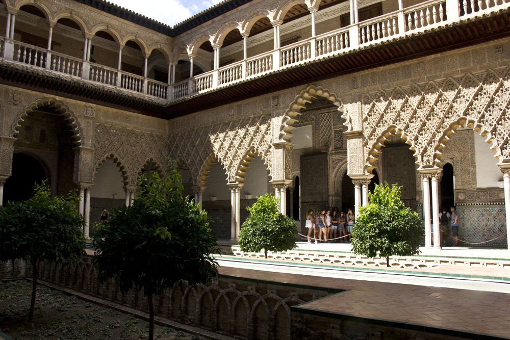 Shadows in Patio of the Maidens at the Alcazar | Seville, Spain