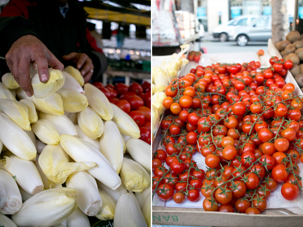 Endives and cherry tomatoes | Marche Bastille, Paris, France