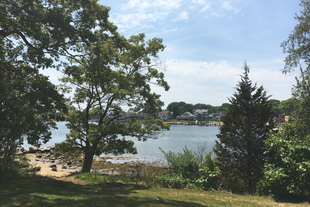 esker-beach-through-trees--mystic-connecticut