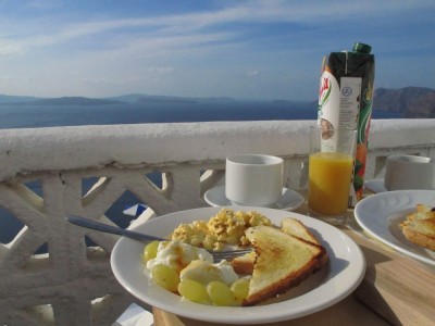 Santorini Breakfast Overlooking the Caldera