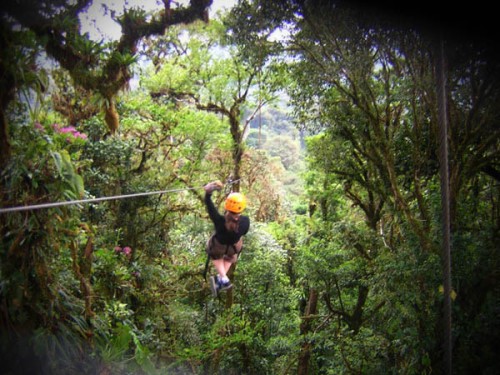 Annie Ziplining in Costa Rica
